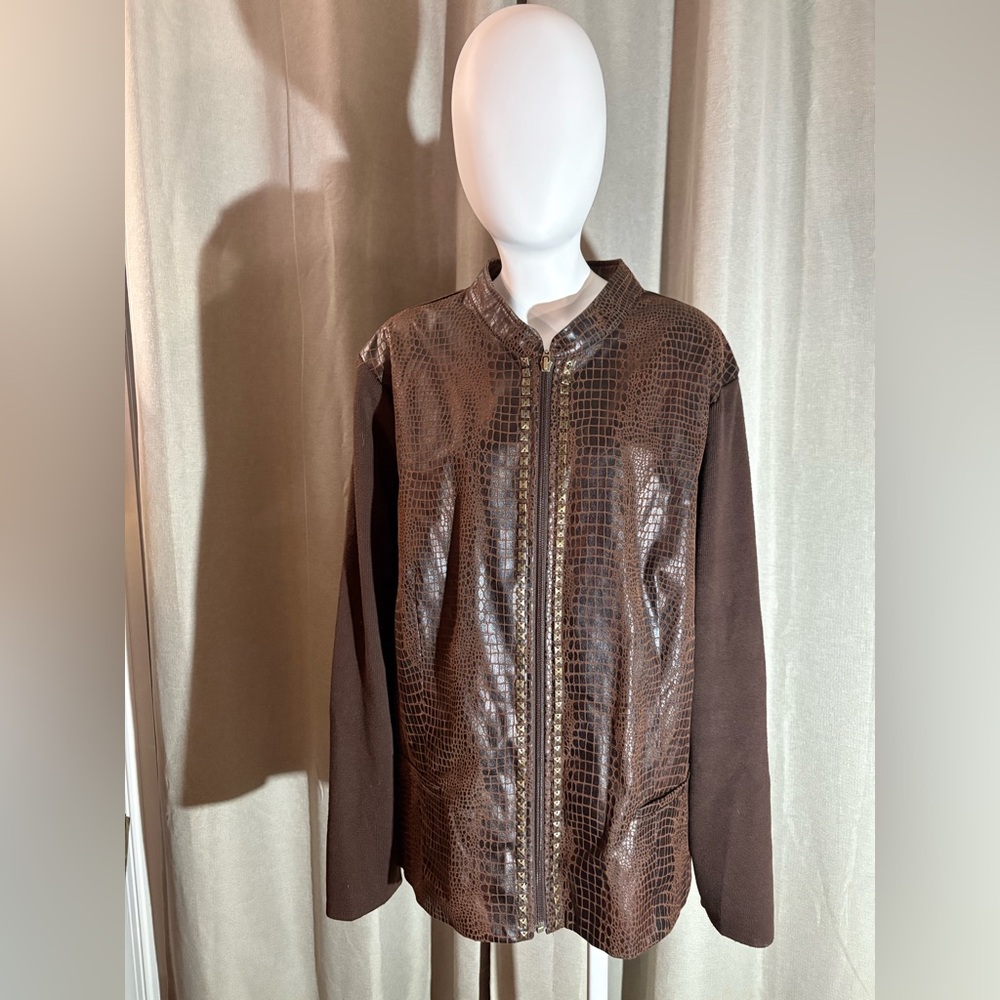 TanJay Brown Crocodile Pattern Jacket
